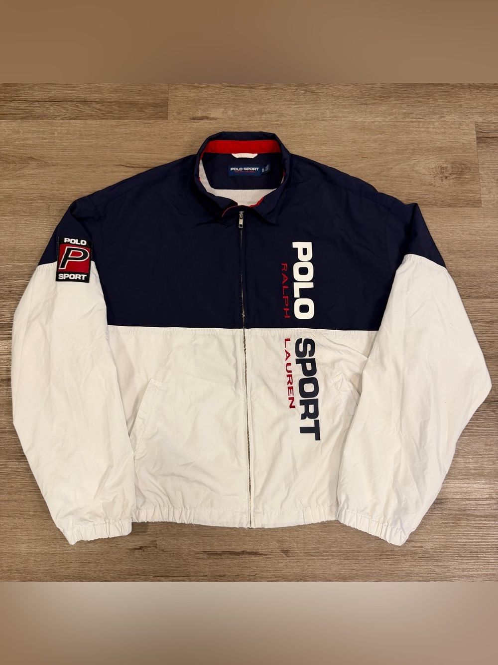 Vintage 90s Polo Ralph Lauren Sport Windbreaker Men’s XL Color Block White Navy